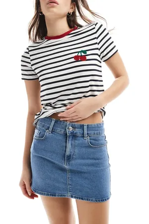 ONLY Denim mini skirt in light wash blue
