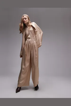 & OTHER STORIES Jumpsuit with half belt detail and split sleeves in -Neutral