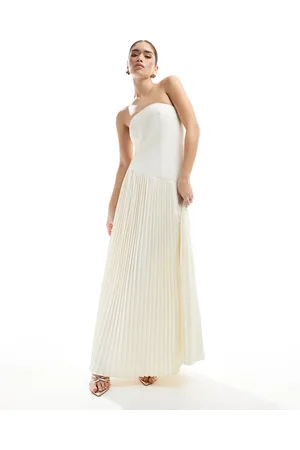 Six Stories Bridal drop waist asymmetric maxi dress in -White