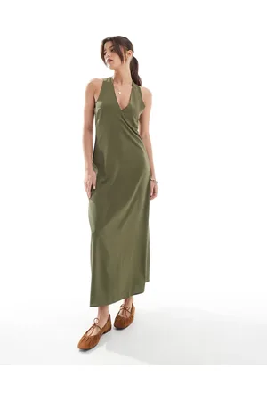 ONLY Maxi dress with cross back detail in -Green