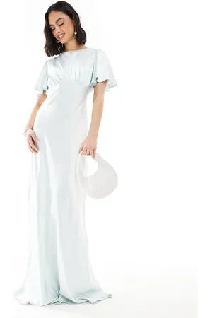 Six Stories Bridesmaid empire waist satin maxi dress in