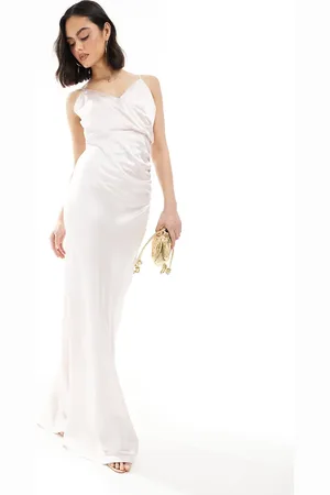 Six Stories Bridesmaid satin ruched cami maxi dress in