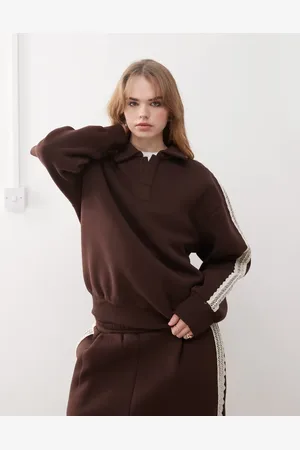 Reclaimed Unisex lace trim polo sweatshirt in (part of a set)