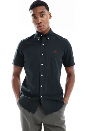 Ralph Lauren Icon logo short sleeve poplin shirt custom fit in