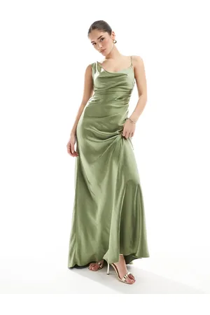 Six Stories Bridesmaid asymmetric cowl maxi dress in