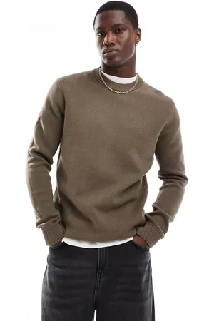 SELECTED Knitted crew neck jumper in brown