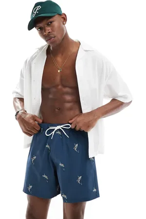 Hollister 8" swim contrast stripe boardshorts in fish print
