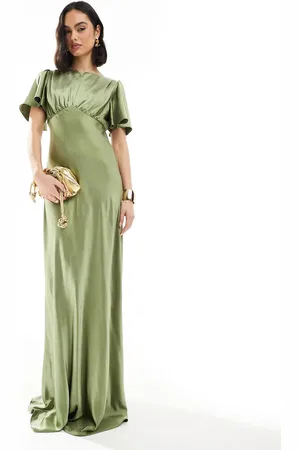 Six Stories Bridesmaid empire waist satin maxi dress in