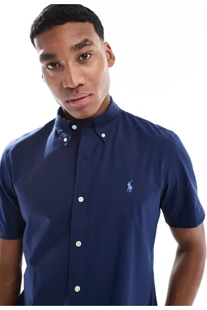 Ralph Lauren Icon logo short sleeve poplin shirt custom fit in