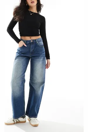 Pull&Bear Baggy jeans with dart detail in washed dark