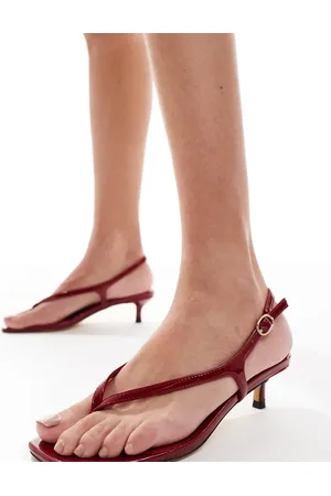 London Rebel Strap detail thong heeled sandals in