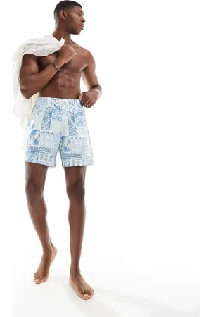 Hollister Y2K swim shorts in vintage blue coast print