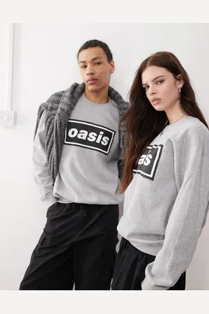 Reclaimed Unisex Oasis licensed oversized sweat in grey marl