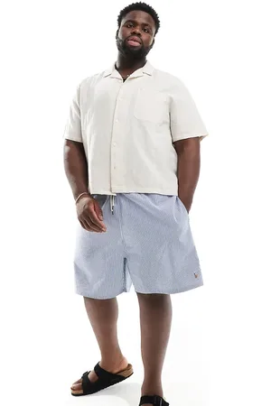 Ralph Lauren Big & Tall Traveler icon logo seersucker stripe swim shorts classic fit in