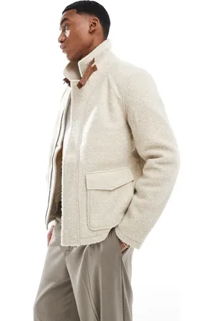 Native Youth Boucle aviator jacket in -Neutral