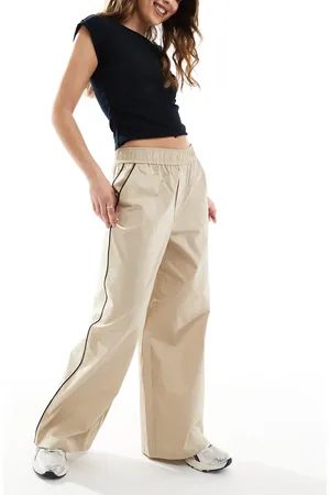ONLY Contrast piping wide leg pants in -Neutral
