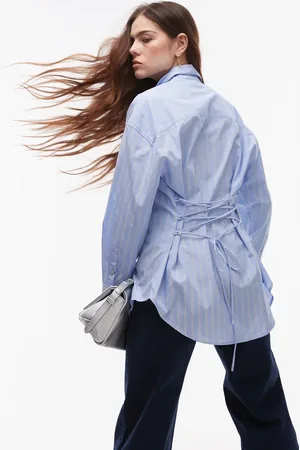 Nialaya Jules tailored striped shirt in chambray-Blue