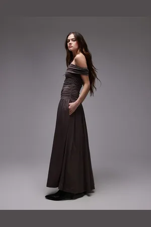 Nialaya Tammy slinky bandeau midaxi dress in -Brown