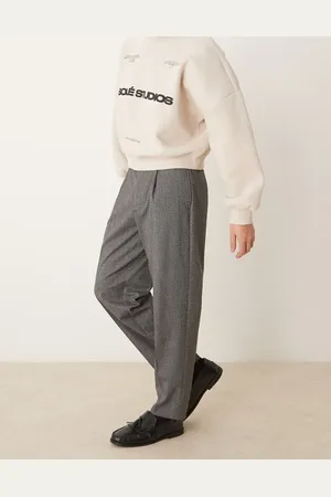ASOS Smart oversized tapered pants with front pleat in micro check