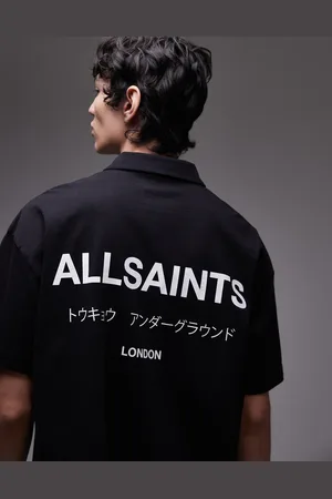 AllSaints Underground short sleeve polo in black