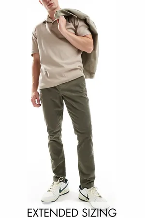ASOS Tapered fit cord pants with elasticated waist in -Green