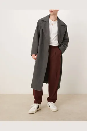 ASOS Smart wool mix oversized tapered pants with front pleat in twill