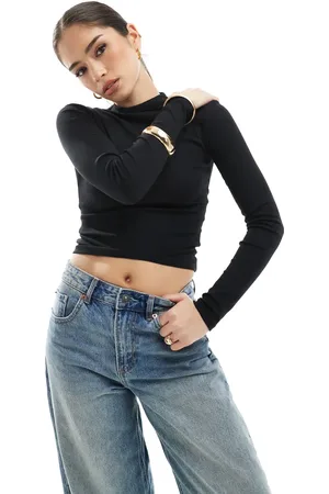 Pull&Bear High neck long sleeved t-shirt in