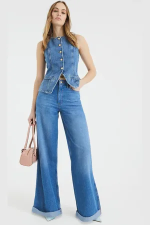 River Island Denim waistcoat in midwash blue