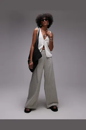 Rhythm Valley stripe wide leg pants in -White
