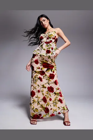Rare Fashion London maxi skirt in beige rose print (part of a set)