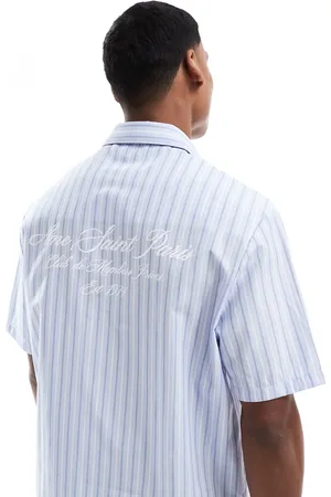 River Island Boxy fit short sleeve shirt in blue stripe