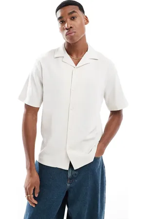 River Island Revere collar textured shirt in -White