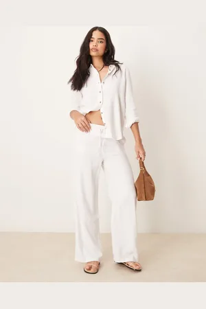 JDY Wide leg tie waist linen mix pants in (part of a set)