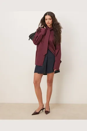 ASOS Poplin oversized deep cuff shirt-Purple