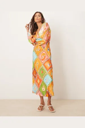 Never Fully Dressed Balloon sleeve midaxi dress in print