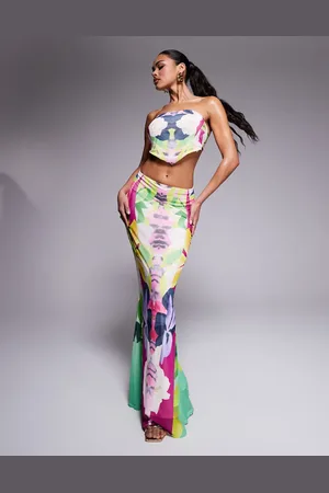 AFRM Tegan mesh maxi skirt in tropical print (part of a set)-Multi