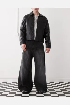 Cheap Monday Rad super wide leg skater jeans in black streaky wash