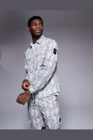 Marshall Artist Faded camo print overshirt in multi (part of a set)