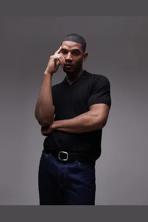 Topman Short sleeve knitted open revere shirt in