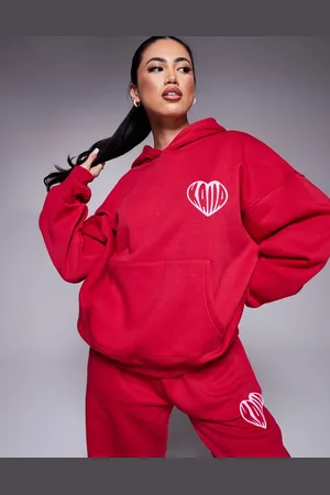 Kaiia Contrast heart logo oversized hoodie in (part of a set)