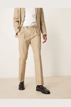 ASOS Tailored suit pants in stone soft cotton-Green