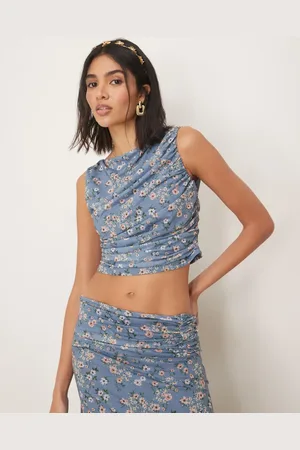 ASOS Backless ruched drape top in (part of a set)-Multi