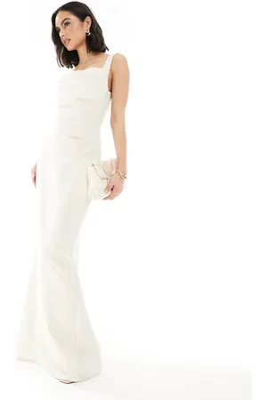 Pretty Lavish Bridesmaid crepe cowl neck maxi dress in -Gold