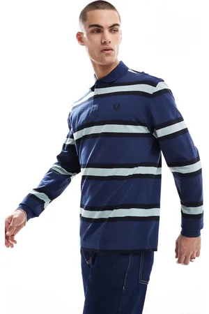 Fred Perry Long sleeve polo shirt in with horizontal thick stripes