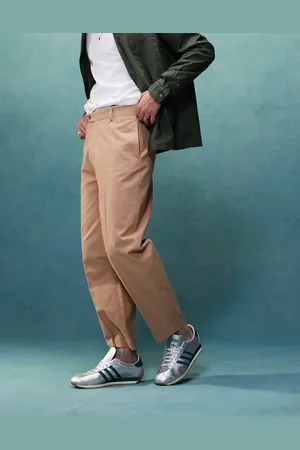 ASOS Smart oversized tapered cotton chino pants with front pleat in -Brown