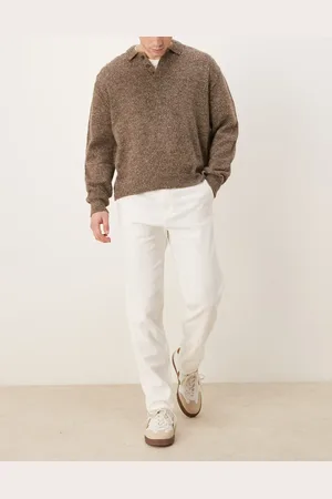 SELECTED Linen blend slim tapered pants in white