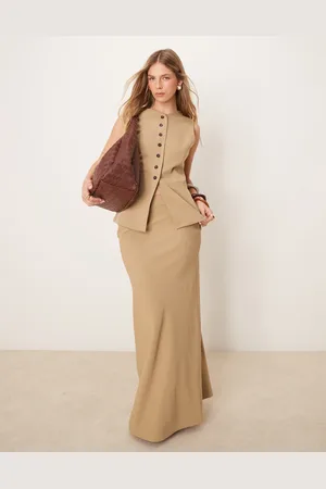 Pretty Lavish Asymmetric maxi skirt in (part of a set)-Neutral