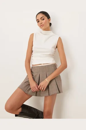 ASOS Textured grown on neck top with gathered side detail in (part of a set)-White