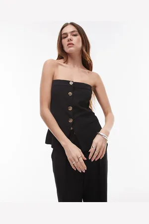 Nialaya Grainge linen look button through bandeau top in (part of a set)