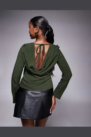 ASOS Top with cowl back detail in -Green